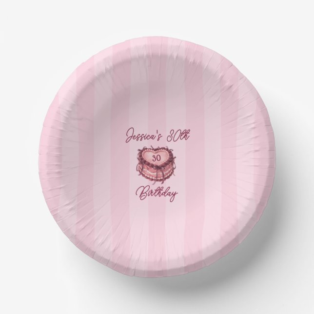 Coquette Heart Birthday Cake Paper Plate Pappteller (Vorderseite)