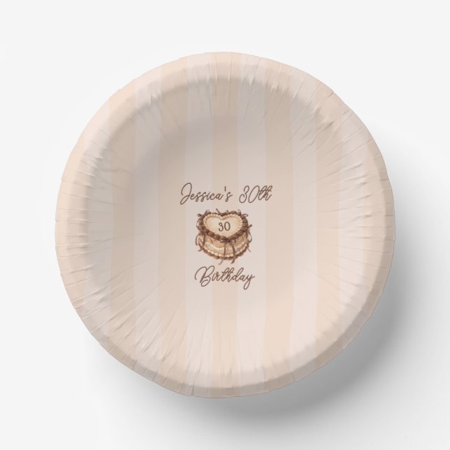 Coquette Heart Birthday Cake Paper Plate Pappteller (Vorderseite)