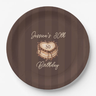 Coquette Heart Birthday Cake Paper Plate Pappteller