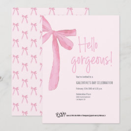 Coquette Hello Gorgeous Pink Bow Galentine's Day Einladung