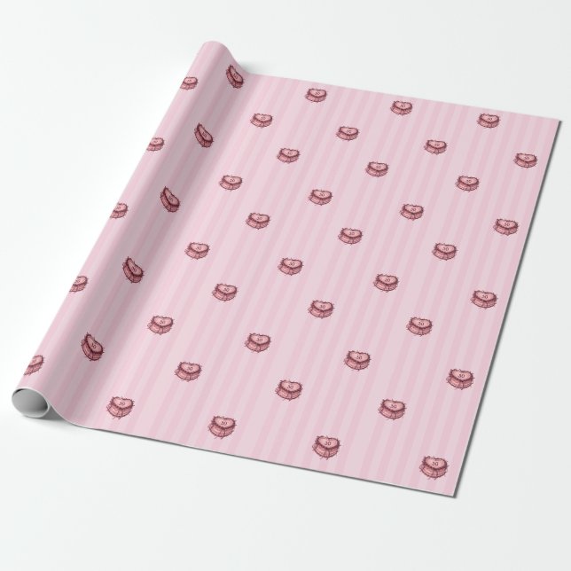 Coquette-Herz-Geburtstagskuchen Geschenkpapier (Ungerollt)