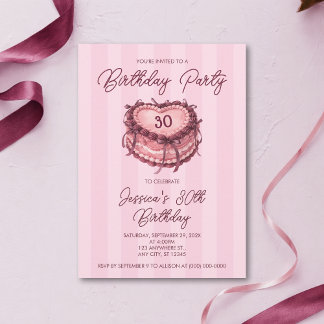 Coquette Herz Kuchen Geburtstag Einladung