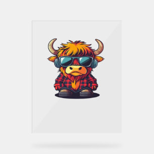 Coquette Highland Cow Bubblegum Tshirt Design, Hol Acrylschild