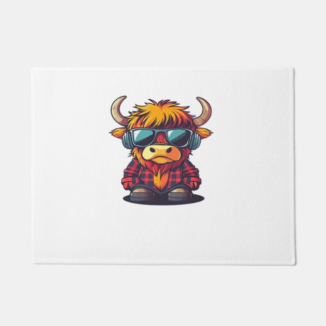 Coquette Highland Cow Bubblegum Tshirt Design, Hol Fußmatte (Vorderseite)