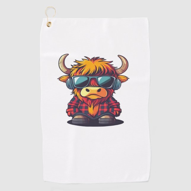 Coquette Highland Cow Bubblegum Tshirt Design, Hol Golfhandtuch (Vorderseite)