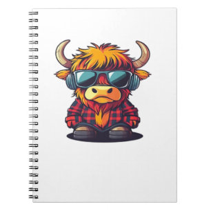 Coquette Highland Cow Bubblegum Tshirt Design, Hol Notizblock