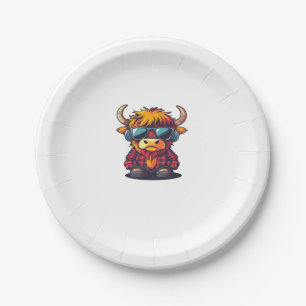 Coquette Highland Cow Bubblegum Tshirt Design, Hol Pappteller