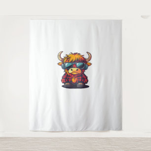 Coquette Highland Cow Bubblegum Tshirt Design, Hol Wandteppich