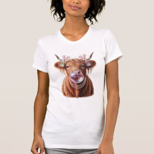 Coquette Highland-Kuh Bubblegum-Schaufel-Design T-Shirt