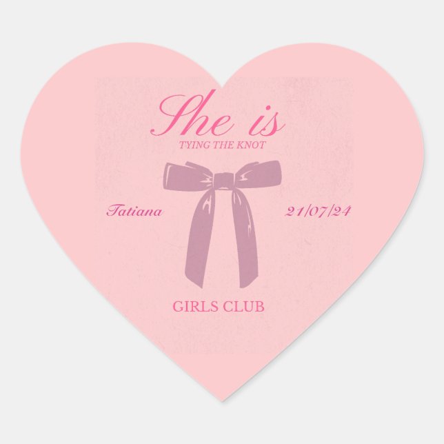 Coquette Junggeselinnen-Abschied Herz-Aufkleber (Vorderseite)