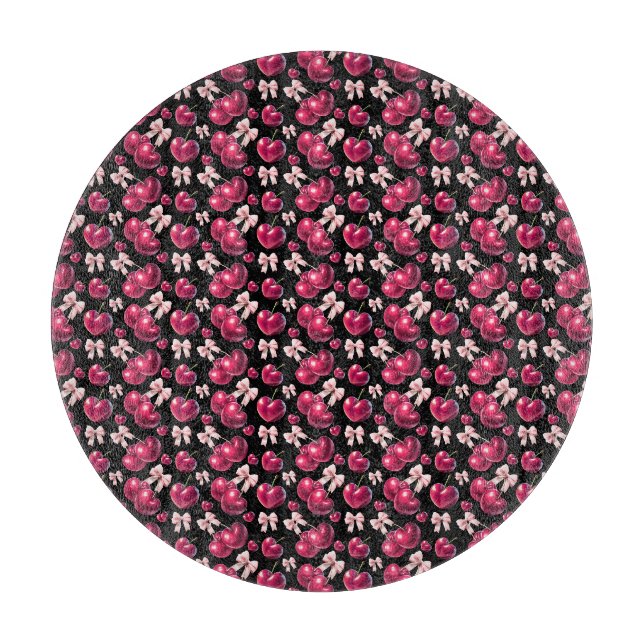 Coquette-Kirschmuster Rosa Schleife Ästhetik  Schneidebrett (Vorderseite)