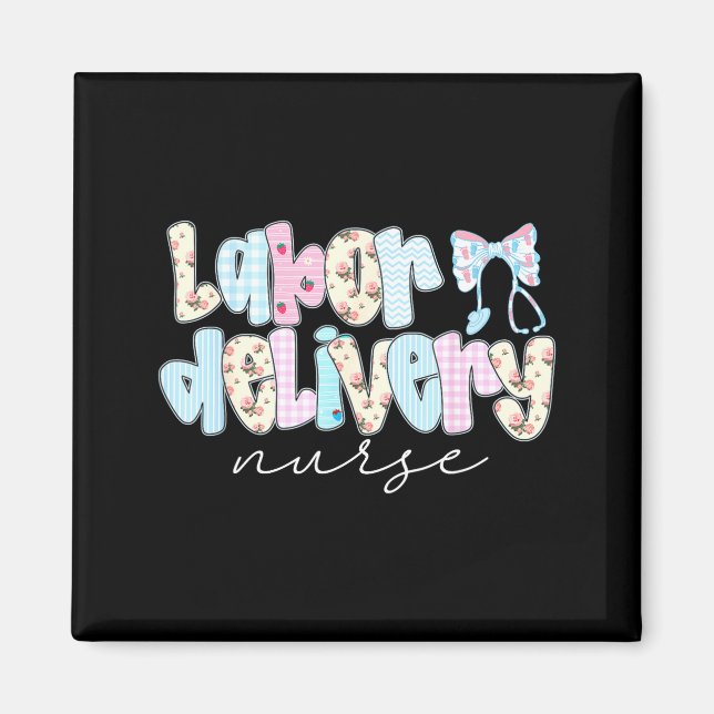 Coquette Labor And Delivery Nurse Crewneck, Bow St Magnet (Vorne)