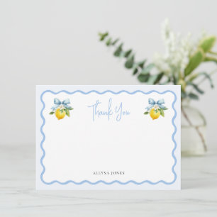 Coquette Lemon Italian Wavy Baby Shower Dankeskarte