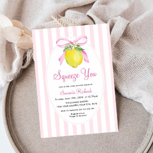 Coquette Lemon Pink Squeeze You Baby Shower Einladung