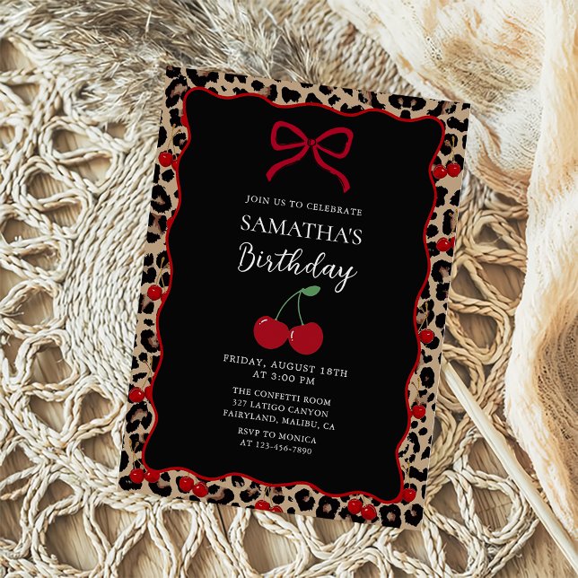 Coquette Leopard Cheetah Girl Birthday Invitation Einladung (Von Creator hochgeladen)