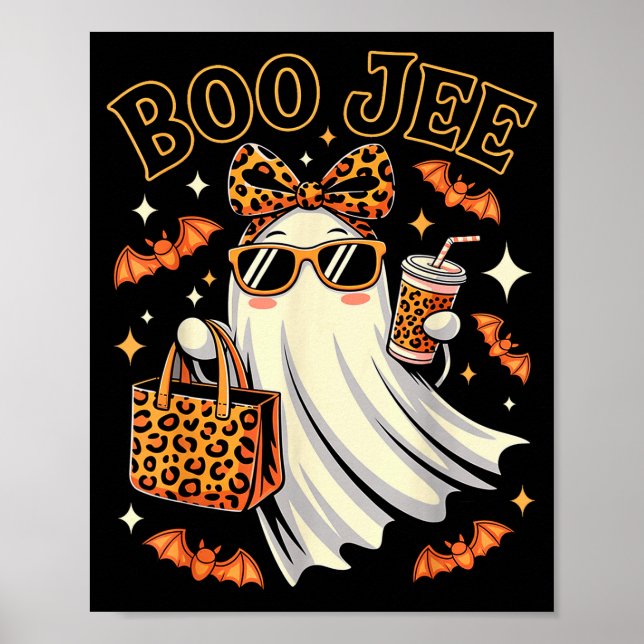 Coquette Leopard Ghost Coffee Boo Jee Halloween Bo Poster (Vorne)