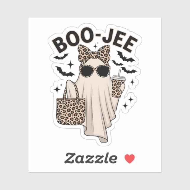 Coquette Leopard Ghost Kaffee Boo-JEE Halloween Bo Aufkleber (Blatt)