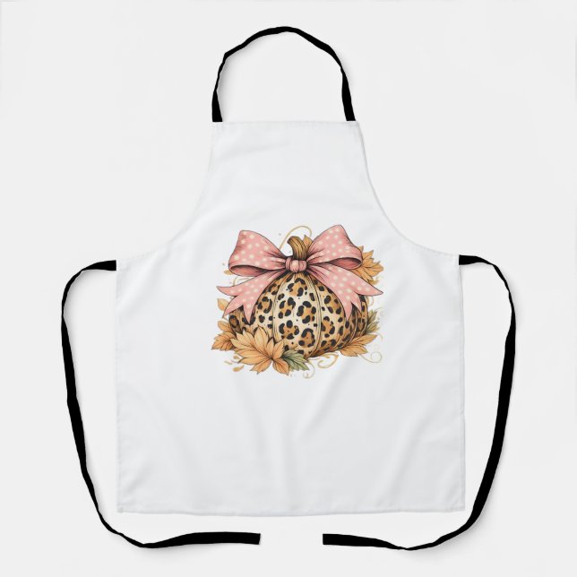 Coquette Leopard Pumpkin with Pink Bow - Glam Fall Schürze (Vorderseite)