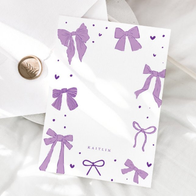 Coquette Lila Bow Ribbon Mitteilungskarte (Von Creator hochgeladen)
