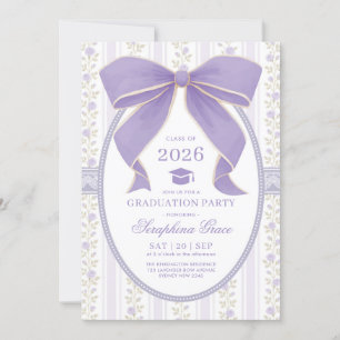 Coquette Lila Bow Shabby Chic Graduation Party Einladung