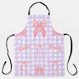 Coquette Lila Gingham & Pink Bow Schürze