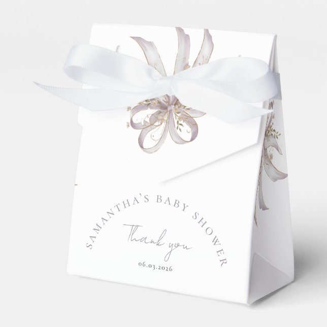Coquette lila Schleife Baby-Party Geschenkschachtel (Vorderseite)