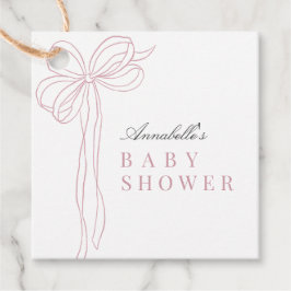 Coquette Long Pink Bow Ribbon Girl Baby Shower Geschenkanhänger