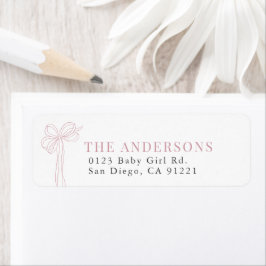 Coquette Long Pink Bow Ribbon Return Address