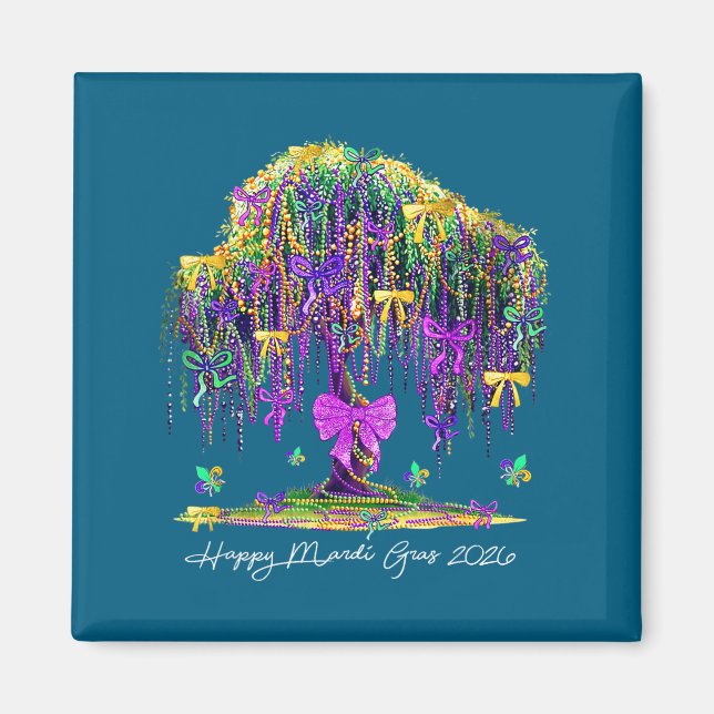 Coquette Mardi Gras 2026 Beads Tree Carnival New O Magnet (Vorne)
