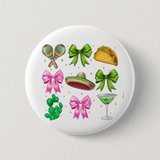 Coquette Mardi Gras Bow Lilie Mask Fat Tues Button (Vorderseite)
