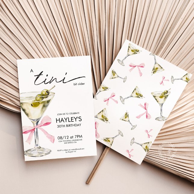 Coquette Martini Birthday a Tini Bit Older Einladung (tini bit older invite coquette martini invitation)