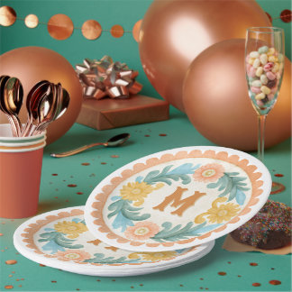 Coquette Mexican Talavera Monogram Pappteller