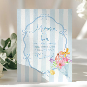 Coquette Mimosa Bar Blue Whimsical Brautparty Poster