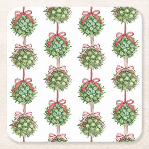 Coquette Mistletoe Watercolor Weihnachtsgebäck Unt Rechteckiger Pappuntersetzer
