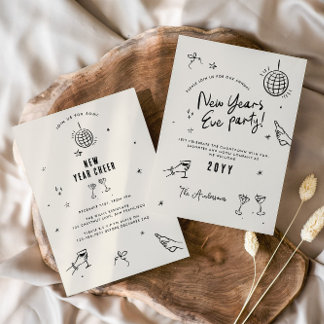 Coquette moderne Typografie New Yeats Eve Party Einladung