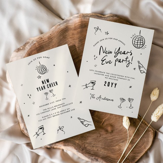 Coquette moderne Typografie New Yeats Eve Party Einladung (Von Creator hochgeladen)