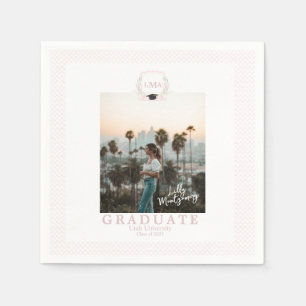 Coquette Monogram Foto Abschluss Ankündigung Serviette