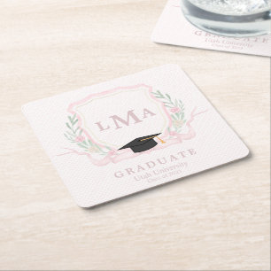 Coquette Monogramm-Abschluss Rechteckiger Pappuntersetzer