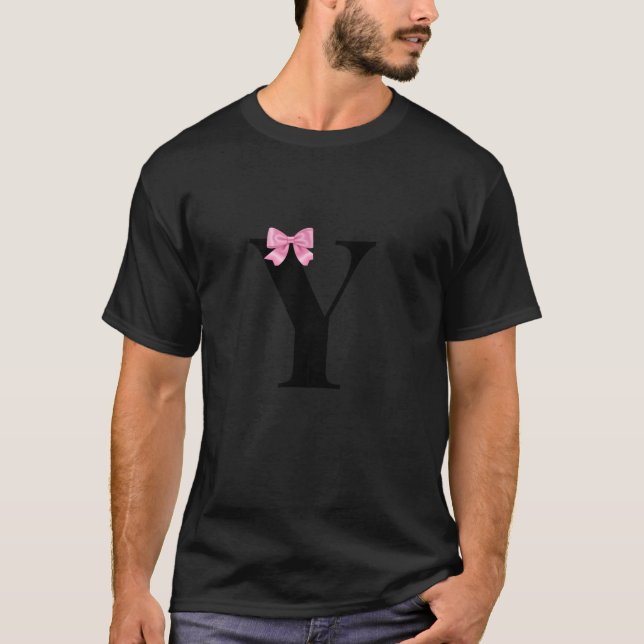 Coquette Monogramm Buchstaben Y mit rosa braun Ini T-Shirt (Vorderseite)