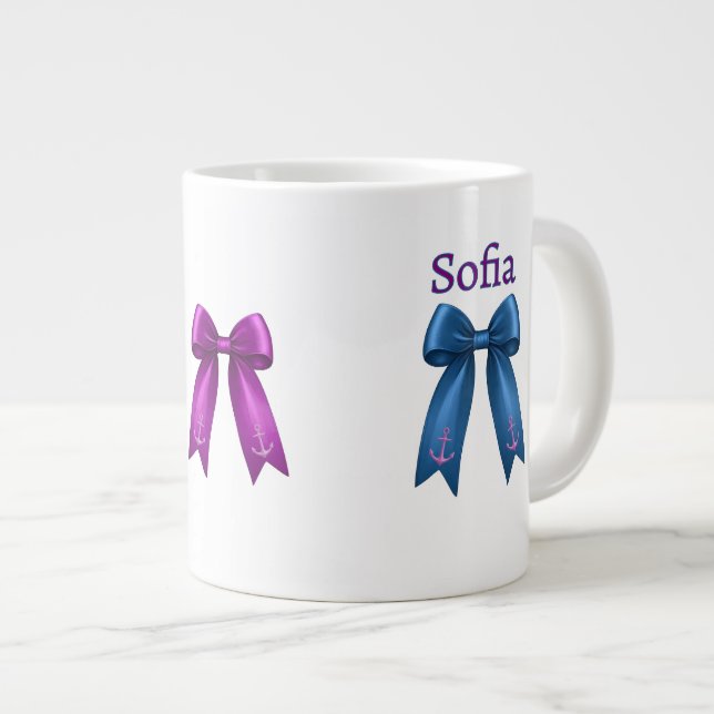 Coquette Nautical Bow! Jumbo-Tasse (Vorderseite Rechts)