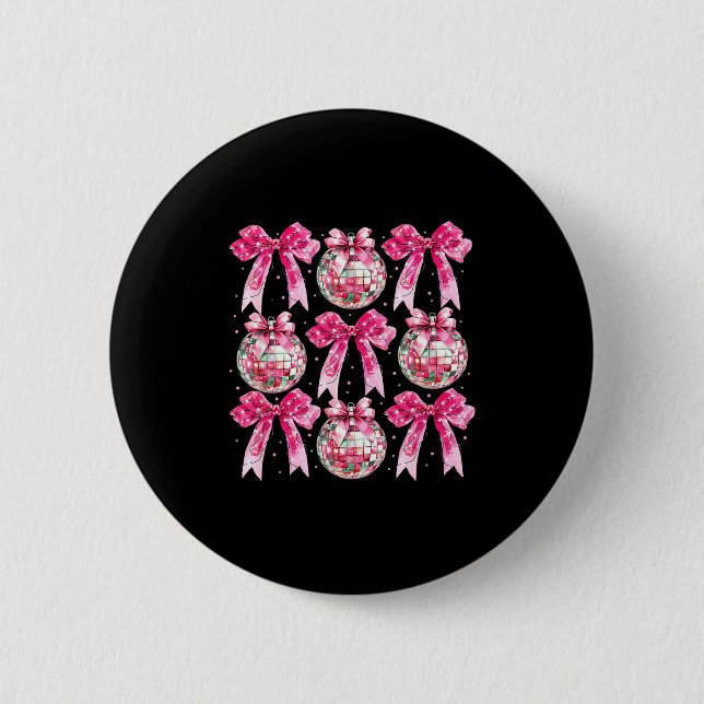 Coquette New Year 2026, Retro New Years, Disco Bal Button (Vorderseite)