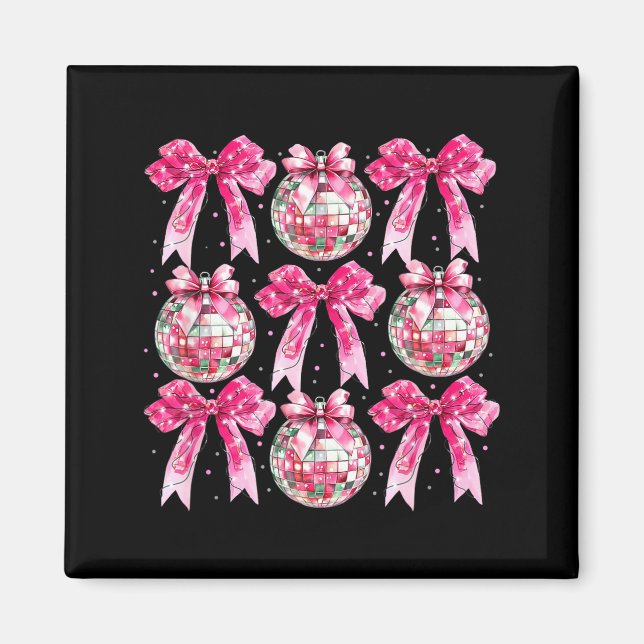 Coquette New Year 2026, Retro New Years, Disco Bal Magnet (Vorne)