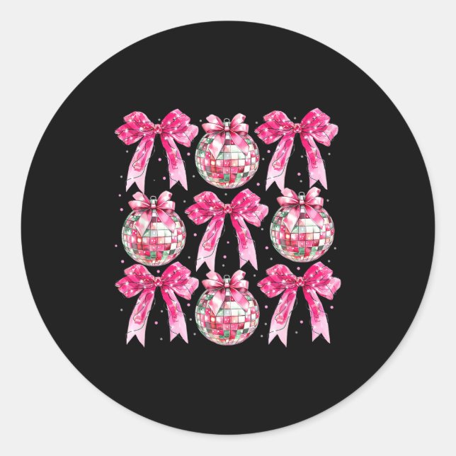 Coquette New Year 2026, Retro New Years, Disco Bal Runder Aufkleber (Vorderseite)