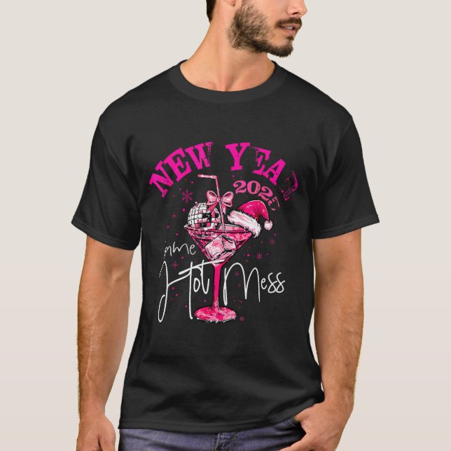 Coquette New Year Same Hot Mess 2025 Funny New Yea T-Shirt (Vorderseite)