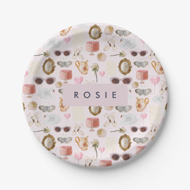 Coquette Niedlich Girly Pink Feminine Pappteller (Vorderseite)