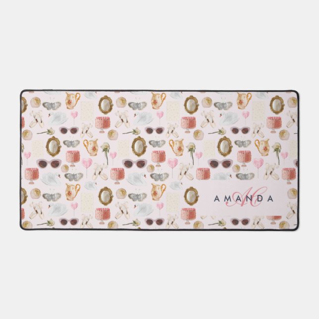 Coquette Niedlich Girly Pink Feminine Schreibtischunterlage (Vorderseite)