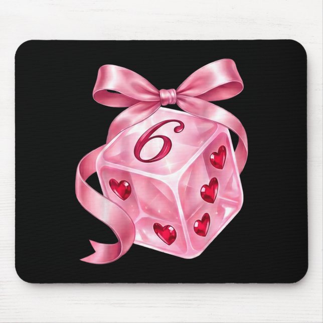 Coquette Nk Dice Bow Hearts 6 7 Preppy Valentine Y Mousepad (Vorne)