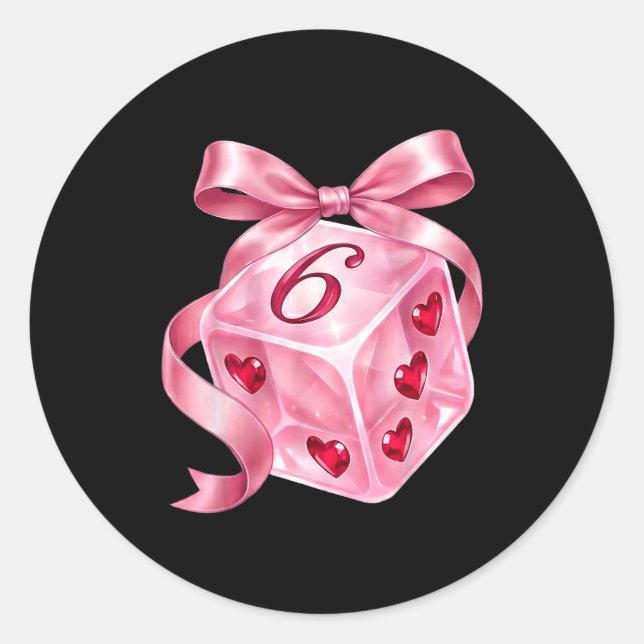 Coquette Nk Dice Bow Hearts 6 7 Preppy Valentine Y Runder Aufkleber (Vorderseite)