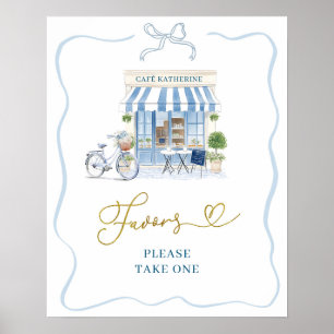 Coquette Parisian café French Blue Favors Poster