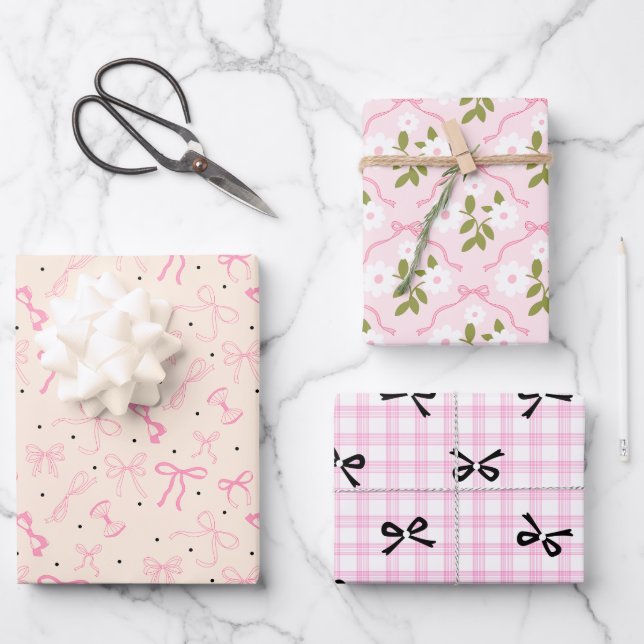 Coquette Pastel Cute Wrapping Paper Geschenkpapier Set (Vorderseite)